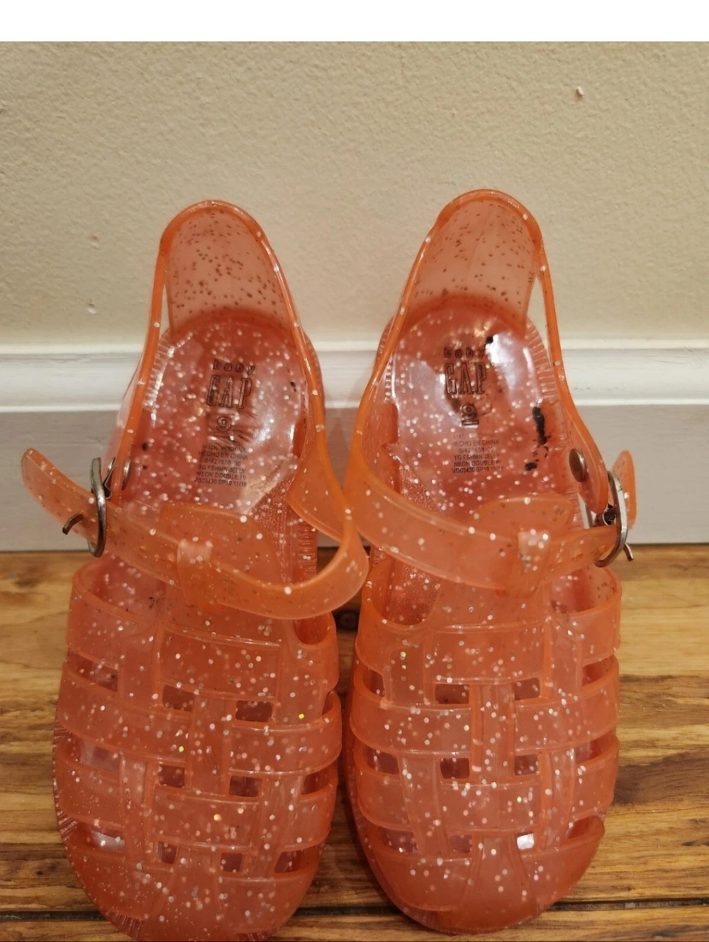 Baby Gap Orange sparkly Jelly Sandals Toddler Girls Size 9